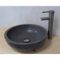 Saniclear Round Iron natuursteen waskom set met kraan in de kleur verouderd ijzer compleet