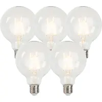 LUEDD Set van 5 E27 dimbare LED filament lampen G95 5W 470 lm 2700K