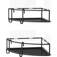 SmartaSaker Cubiko hoekdouchekorf 26x26x11cm set van 2 ijzer zwart 1018616-040