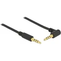 DeLOCK 3,5mm Jack 4-polig audio/video slim kabel met extra ruimte AWG24 - haaks / zwart - 2 meter