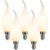 LUEDD Set van 5 E14 dimbare LED filament tipkaarslampen F35 mat 3W