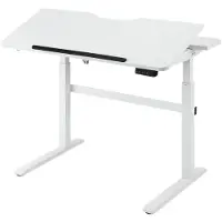 Deltaco DELO-0100 Elektrisch Verstelbaar Bureau - LED Paneel - Kantelbaar - Wit