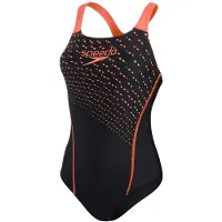Speedo Medley Logo - Dames Sportbadpak - ECO EnduraFlex - Zwart/Rood - Maat 36
