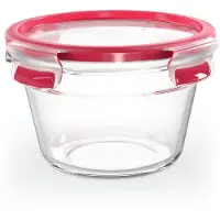 EMSA Bewaarbeker Clip & Close Glas 0,9 liter, rond, stapelrand, ovenbestendig, lekvrij (2-delig)
