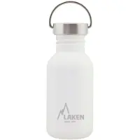 Laken RVS fles 0,5L Basic Steel Bottle Wit - Steel Cap - - roestvrijstaal - waterfles - drinkfles