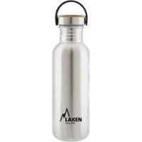Laken RVS fles 750ml Basic Steel Bottle - Bamboo screw cap,