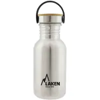 Laken RVS fles 500ml Basic Steel Bottle - Black plastic screw cap,