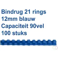GBC inbindruggen, plastic, Ø 12 mm, 100 stuks, blauw