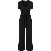 Pieces PCHARRIES SS Ankel Jumpsuit - Dames Jumpsuit - V-neck met riem - Zwart - Maat XS