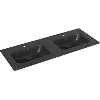 Linie Baro dubbele wastafel Mat Zwarte porselein 120 x 46 cm