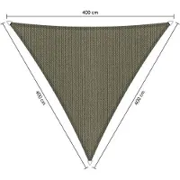 Shadow Comfort driehoek 4x4x4m Desert Storm met Bevestegingsset en buitendoek reiniger