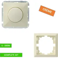 Gamma dimmer + raam - Everest - Inbouw - voor 230V lampen - 5 tot 500 W - Crème - Complete set