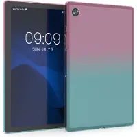 Kwmobile hoes geschikt voor Samsung Galaxy Tab A8 10.5 (2021) - siliconen beschermhoes voor tablet - Tweekleurig design - roze / blauw / transparant