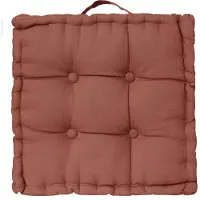 Atmosphera Deluxe Vloerkussen 40x40x8cm met handvat en 4 knopen - Terracotta