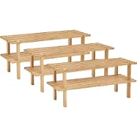 Zeller Set van 3x stuks bamboe houten schoenenrek/schoenenstandaard 2-laags 70 x 26 x 30 cm - schoenen opbergen