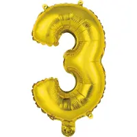 Amscan Folieballon Cijfer 3 35 Cm Goud