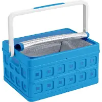 Sunware Square Vouwkrat 24L - Met handgreep en koeltas - Blauw