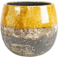 Ter Steege Lindy Ochre okergele pot 19 cm ronde bloempot voor binnen