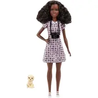 Barbie Carrières Modepop en Accessoires, Fotograaf met Petiet Lichaamstype in Afneembare Hartprint Jurk met Camera & Puppy