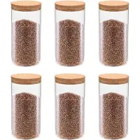 vidaXL Opbergpotten met kurken deksel 6 st 1400 ml glas