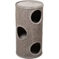 Flamingo Krabton voor katten – Krabton Greta Grijs & Naturel & Lichtbruin M – Ø36x70 cm – luxe krabmeubel met 3 verdiepingen – Flamingo