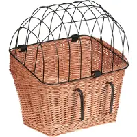 Flamingo Fietsmand Riet Met Afdekrooster - Hondenfietsaccessoires - 31.6x46.6x39.8 cm Bruin Zwart