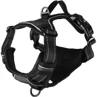 Flamingo Harnas hond – honden tuigje – harnas hond anti trek – hondentuigjes – hondentuig anti trek – Balou – zwart – maat M – A:32-56cm B:50-65cm