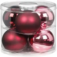 Merkloos Inge Christmas Grote kerstballen - 6x - roze/rood - 10 cm - glas - Kerstbal