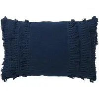 Dutch decor - FARA - Sierkussen 40x60 cm - 100% katoen - met franjes - Insignia Blue - donkerblauw