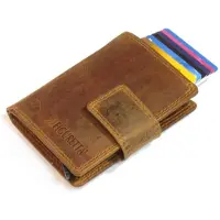 Figuretta Leren RFID Cardprotector Creditcardhouder met muntgeldvak - Cognac