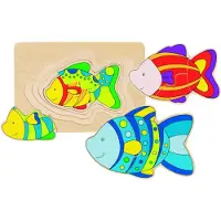 Goki Puzzel - Vis - 11 delen - 4 lagen - 18x12,5x1,4cm - Hout - 2+