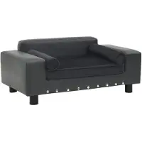 vidaXL Hondenbank 81x43x31 cm pluche en kunstleer donkergrijs
