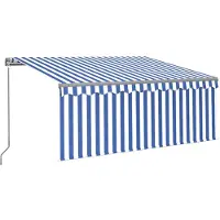vidaXL Luifel handmatig uittrekbaar rolgordijn LED 3x2,5 m blauw wit