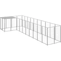 vidaXL Hondenkennel 7,26 m² staal zilverkleurig