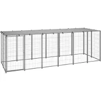 vidaXL Hondenkennel 330x110x110 cm staal zilverkleurig