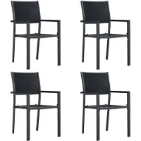 vidaXL Tuinstoelen, 4 stuks, zwart, kunststof, met een rotanlook