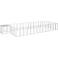 vidaXL Hondenkennel 26,62 m² staal zilverkleurig