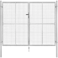 vidaXL Tuinpoort gegalvaniseerd staal 306x200 cm zilver