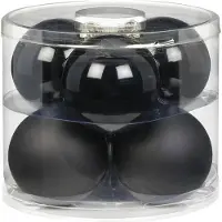 Merkloos Inge Christmas Grote kerstballen - 6x - zwart - 10 cm - glas - Kerstbal