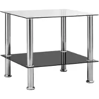 vidaXL Bijzettafel 45x50x45 cm gehard glas transparant