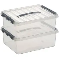 Sunware 2x Kunststof stapelbare opbergbak 12 liter 40 x 30 x 14 cm - Opbergbox
