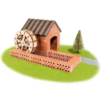 Teifoc Bouwdoos – Watermolen Bouwset – 60 onderdelen – Echte mini Bakstenen met Cement, Kom en Troffel – Bouwpakket voor kinderen vanaf 6 jaar