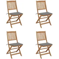 vidaXL Tuinstoelen 4 st inklapbaar met kussens massief acaciahout