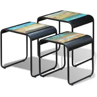 vidaXL 3-delige Tafeltjesset massief gerecycled hout