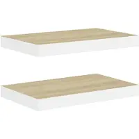vidaXL Wandschappen 2 st zwevend 40x23,5x3,8 cm MDF eikenkleurig en wit