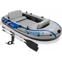 Intex Opblaasboot Set Excursion 4 Vierpersoons Grijs-blauw 351cm