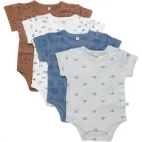 Pippi Baby Pippi Rompers Jongens Katoen Wit/blauw/roestbruin 4 Stuks Maat 86