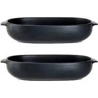 Cosy & Trendy 2x Zwarte ovenschalen/braadsledes van aardewerk 24 x 15 cm - Ovenschalen