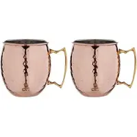 Cosy & Trendy 2x Koperen Moscow Mule beker/glas met handvat 450 ml - Cocktailglazen