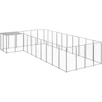 vidaXL Hondenkennel 13,31 m² staal zilverkleurig